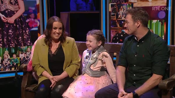 Saoibh Lonergan and her parents Orla and Kenny on Friday's Late Late Show
