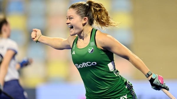 Sarah Torrans celebrates her second goal in Ireland's victory over Scotland