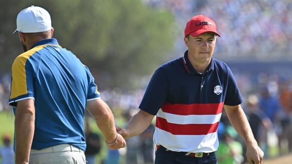 Jordan Spieth tied his match with Shane Lowry on Sunday