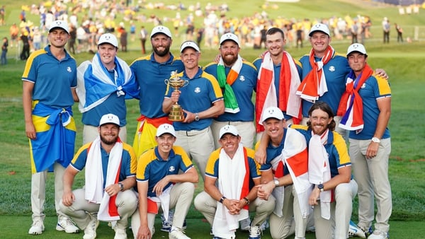 Luke Donald with the Team Europe players after their success in Rome