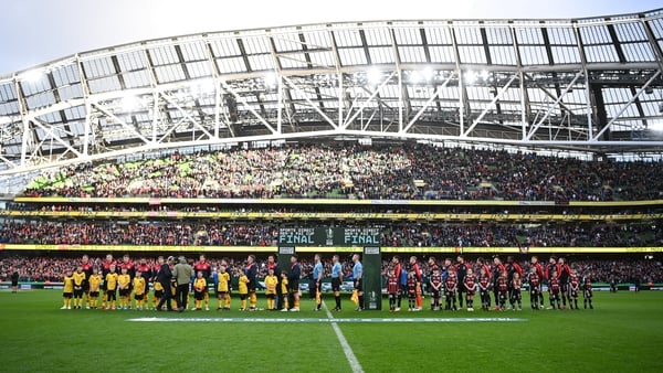 St Pat's and Bohemians played before a record cup final crowd at the Aviva Stadium on 12 November