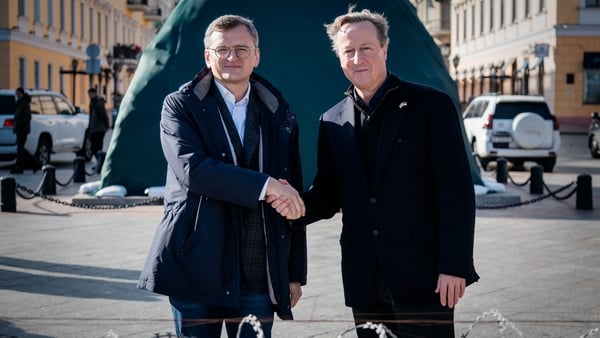 New British Foreign Secretary David Cameron met his counterpart Dmytro Kuleba during a visit to Ukraine