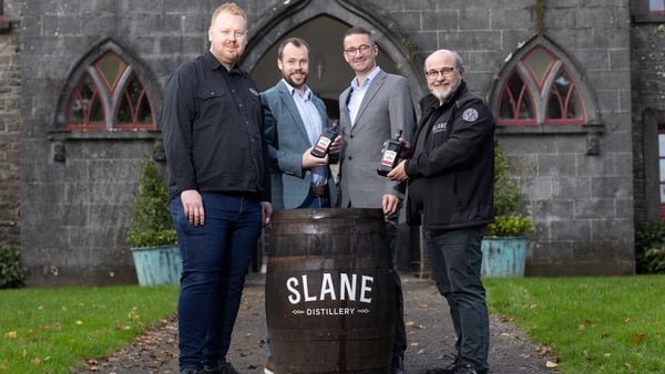 Slane Distillery's Alan Buckley and John O'Reilly with Karl Phelan from Flogas Enterprise and Gearoid Cahill of Slane Distillery