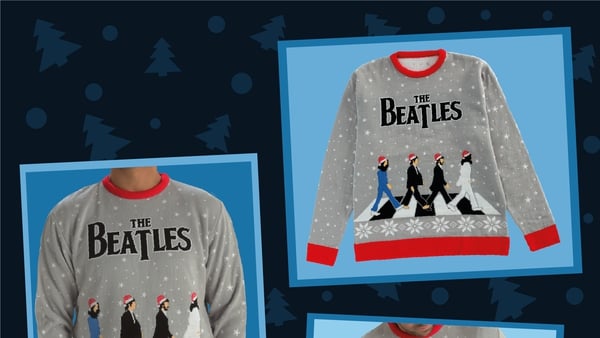 The Beatles' official Christmas jumper. The festive knitwear comes after the success of the group's final song titled Now And Then - which recently topped the official Irish singles chart. Photo: notjust clothing