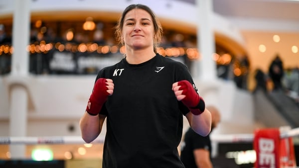 Katie Taylor at the public workout in Dublin today