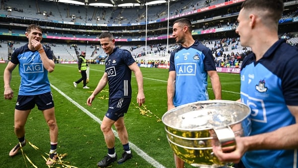 L-R: Mick Fitzsimons, Stephen Cluxton, James McCarthy and Lee Gannon celebrate this year's All-Ireland success
