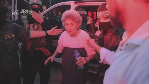An elderly woman who was one of the hostages released by Hamas (Pic: Hamas Military Wing)